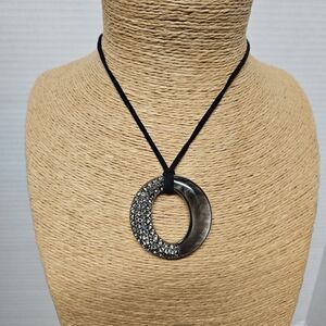 Lia Sophia "Kiam Family" Crystal and Mother of Pearl Pendant Necklace